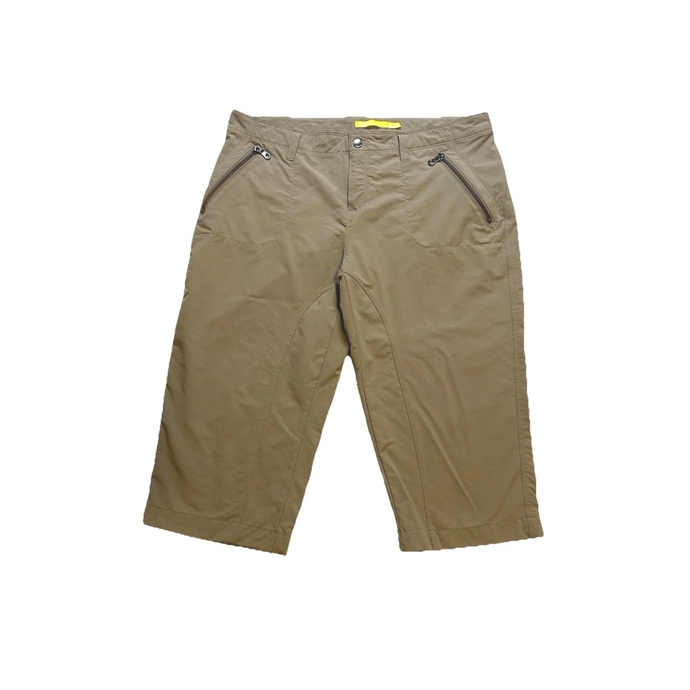 Lole Womens Capri Pants Tan Khaki Hiking Travel Outdoor Crop Trousers Size 10